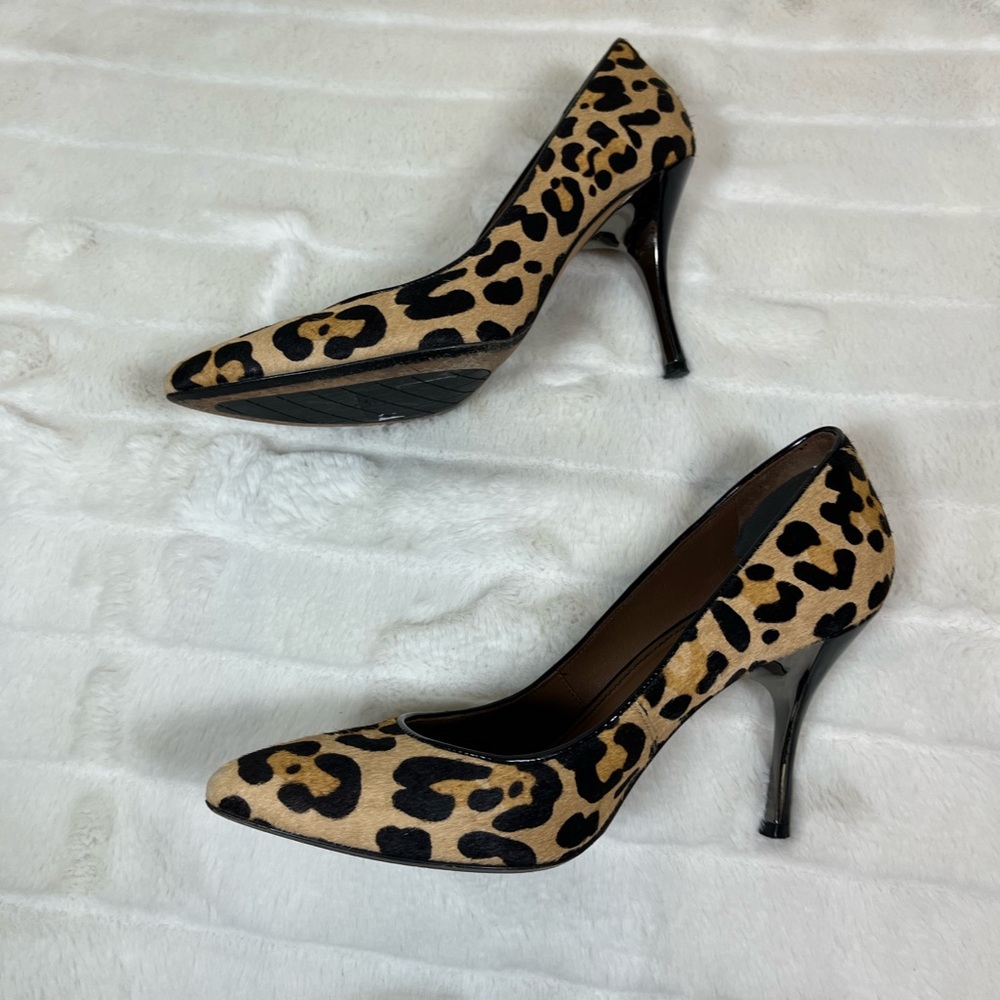 Donald J Pliner 6M Pony Hair Leopard Mob Wife Tan Pump Fall Strobel Flex Heels